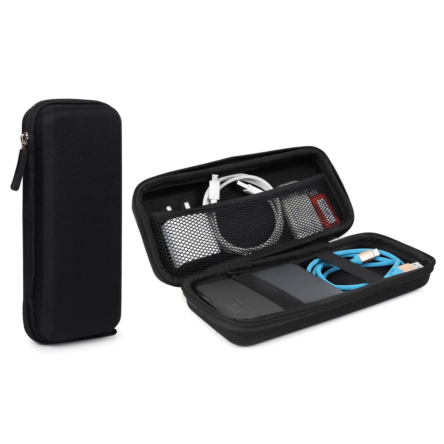 Portable Electronic Accessories Organizer Travel Friendly Pouch for Vlogging Camera, USB Cables, Power Banks, Adapters, Hard Disks, and More (Black)